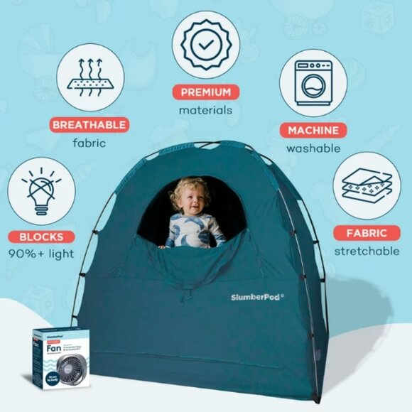 Teal SlumberPod Privacy Blackout Canopy Travel Sleep Space - Picture 5 of 10